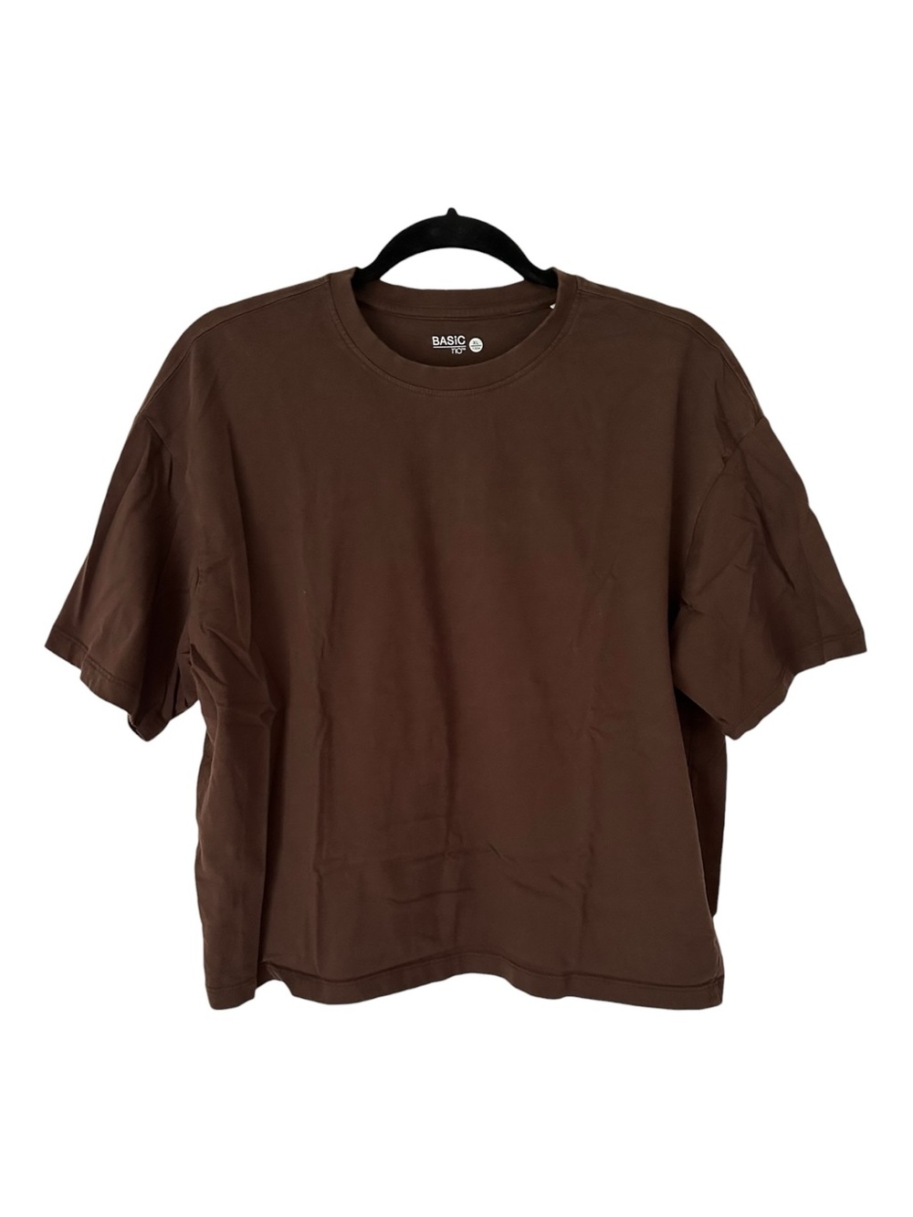Dark Brown Cotton Crewneck Short Sleeve Tee